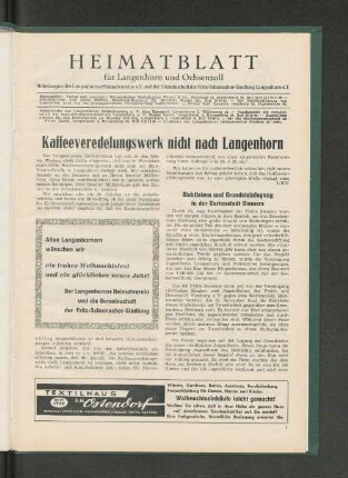 Allen Langenhornern wünschen wir ein frohes Weihnachtsfest