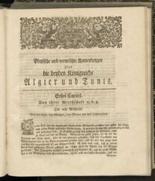 Erstes Capitel. Von ihrer Wirthschaft u.d.g.