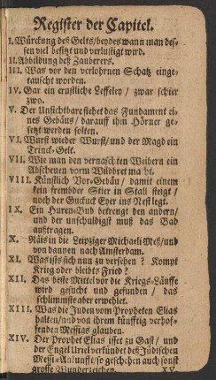 Register der Capitel.