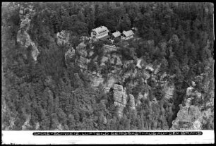 Sächsische Schweiz, Brand-Gasthaus bei Hohnstein, Luftbild