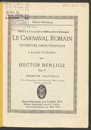 Le carnaval romain : ouverture caractéristique à grand orchestre : op. 9
