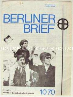 Mitteilungsblatt des Friedensrates der DDR u.a. zum 21. Jahrestag der DDR und zum Kampf um die diplomatische Anerkennung