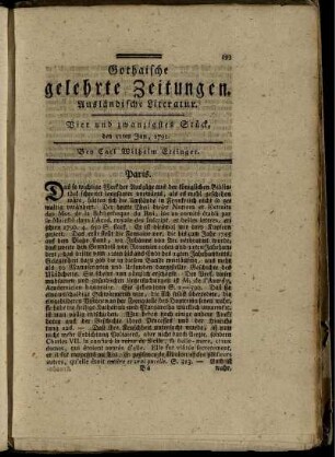Vier und zwanzigstes Stück, den 11ten Jun. 1791.