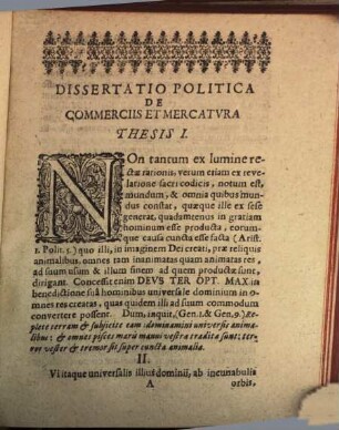 Dissertatio Politica De Commerciis Et Mercatura