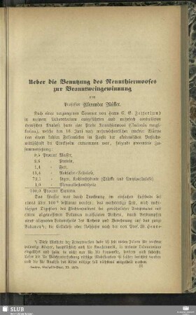 Ueber die Benutzung des Rennthiermooses zur Branntweingewinnung