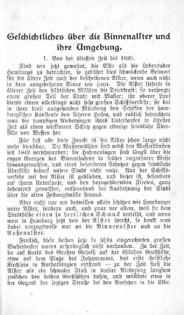 Geschichtliches über die Binnenalster und ihre Umgebung.
