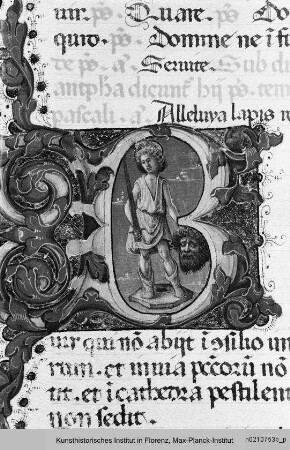 Psalter : Historisierte Initiale B: David mit dem Kopf Goliaths
