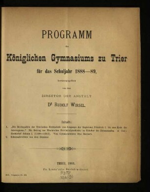 Die Reichspolitik der trierischen Erzbischöfe vom Ausgange der Regierung Friedrichs I. bis zum Ende des Interregnums / Teil 2