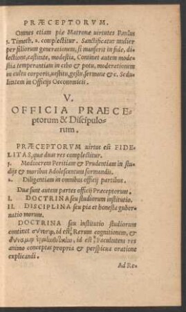 V. Officia Praeceptorum & Discipulorum.