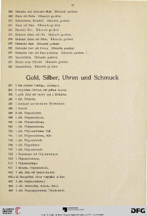 Gold, Silber, Uhren und Schmuck (Nr. 583-613)