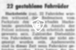 Bilanz eines Badesommers - 22 gestohlene Fahrräder