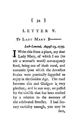 LETTER V. - To Lady Mary B