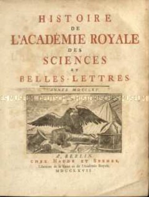 Histoire de l'Académie Royale des Sciences et des Belles Lettres de Berlin 1765