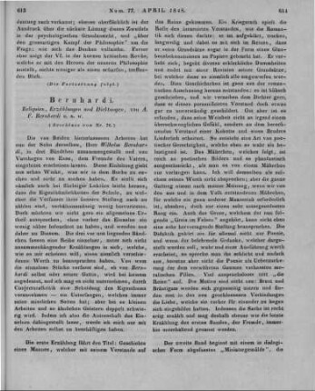 Bernhardi, A. F.; Bernhardi, S.: Reliquien Erzählungen und Dichtungen. Bd. 1-3. Hrsg. von deren Sohne W. Bernhardi. Mit einem Vorworte von Varnhagen von Ense. Altenburg: Pierer 1847 (Beschluss von Nr. 76)