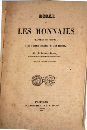Essai sur les monnaies du Poitou