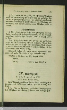 IV. Kostengesetz