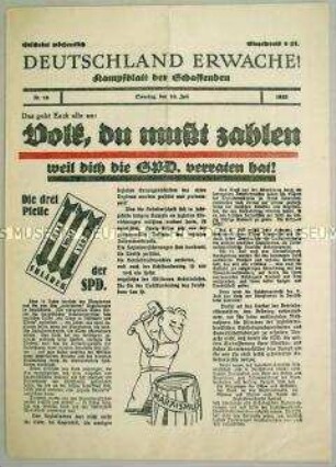 NS-Wochenblatt "Deutschland erwache!" mit scharfer Polemik gegen den "Marxismus" und die SPD