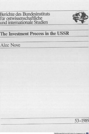 The investment process in the USSR