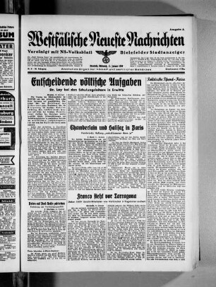 Westfälische neueste Nachrichten : NS-Volksblatt für Westfalen : westfälische Zeitung : amtliches Organ der NSDAP und sämtlicher Behörden