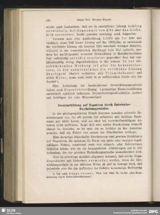 Strukturbildung auf Negativen durch Entwickler-Oxydationsprodukte