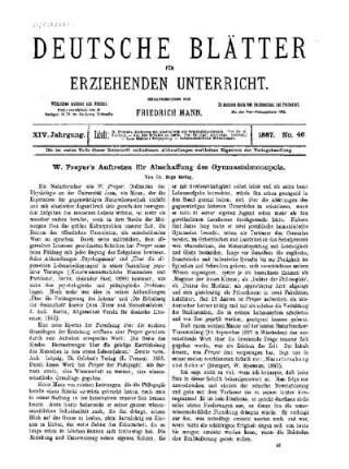 W. Preyer's Auftreten für Abschaffung des Gymnasialmonopols