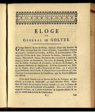Eloge Du Général De Goltze.