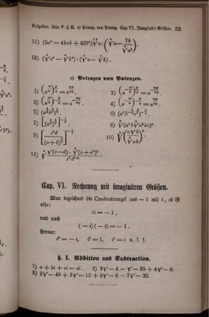 Capitel VI. Rechnung mit imaginären Größen.