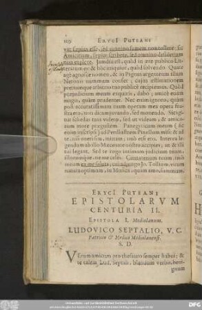 Eryci[i] Puteani Epistolarum Centuria II.