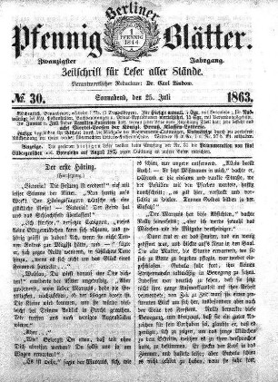 No. 30, Sonnabend, den 25. Juli 1863