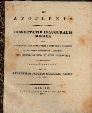 De apoplexia : Diss. inaug. med.