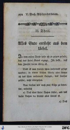 II. Theil. Alles Gute entsteht aus dem Übel.