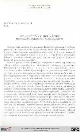 42: Humanistyczna historia sztuki Profesora Antoniego Maślińskiego
