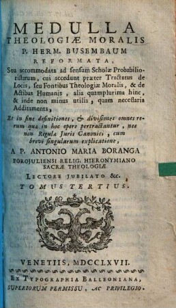 Medulla theologiae moralis, 3