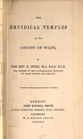 The Druidical temples of the county of Wilts