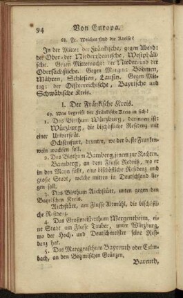 I. Der Fränkische Kreis. - VI. Der Obersächsische Kreis.