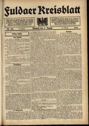 Erste Ausgabe vom Mittwoch, den 06. August 1913.
