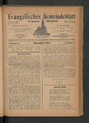 Jahrgang II. November 1912. Nummer 11.