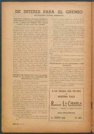 De interés para el gremio : De nuestra última asamblea