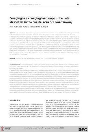 Foraging in a changing landscape – the Late Mesolithic in the coastal area of Lower Saxony
