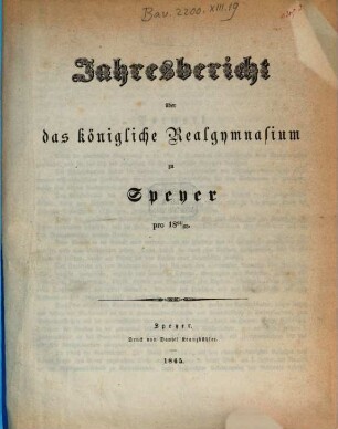 Jahresbericht über das Königlich-Bayerische Realgymnasium : für ... 1864/65 = Studienjahr 1