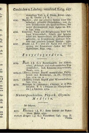 Naturgeschichte, Physik, Chemie, Medicin.