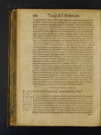 Observatio XXXI. Curator ad litem, an et quando pupillo detur?