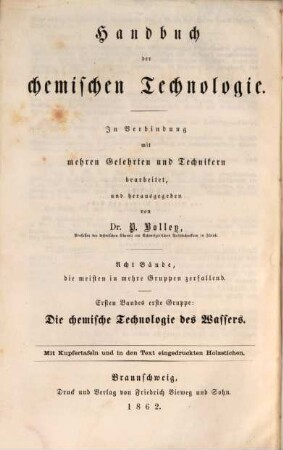 Die chemische Technologie des Wassers