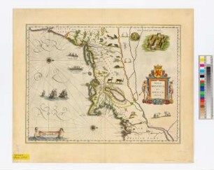 Karte von Neuengland und den heutigen Staaten New Jersey und New York, ca. 1:3 300 000, Kupferstich, 1635
