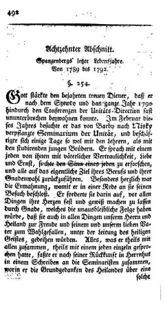 Spangenbergs letzte Lebensjahre von 1789 bis 1792