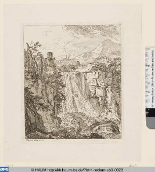 Italienische Landschaft mit Wasserfall