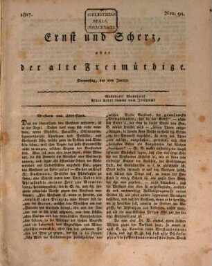 Ernst und Scherz oder Der alte Freimüthige. 1817, 1817 = Nr. 94 - 184