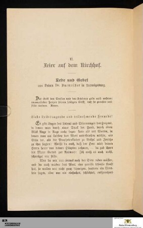II. Feier auf dem Kirchhof