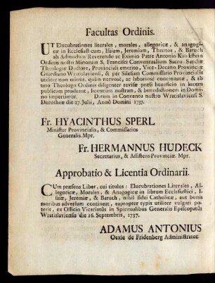 Approbatio & Licentia Ordinarii
