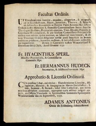 Approbatio & Licentia Ordinarii